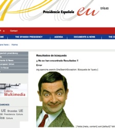 mr. bean en la pagina web de la presidencia española de europa